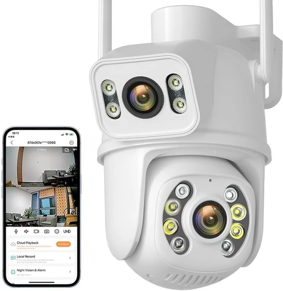 Wifi Smart Kamera Çift lens  Wifi Ip Camera 360 Derece icsee uygulama ürün görseli 1