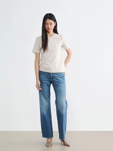 LCW Jeans İndigo Yüksek Bel Straight Fit Kadın Jean Pantolon ürün görseli 1