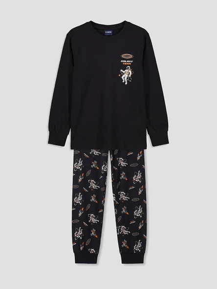LCW Kids Siyah Baskılı Erkek Çocuk Pijama Takım ürün görseli 1