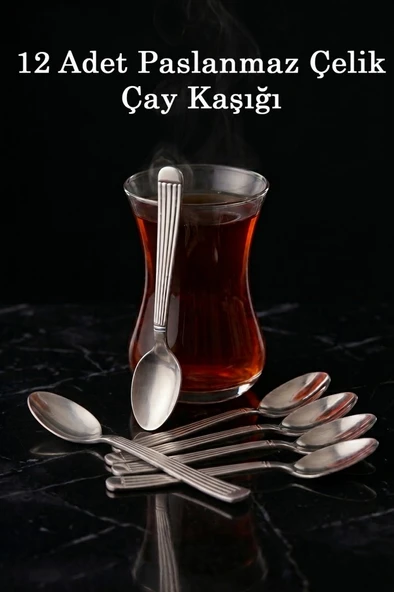 Paslanmaz Çelik 12li Rostfrei Çay Kaşığı Takımı Elif Model ürün görseli 1