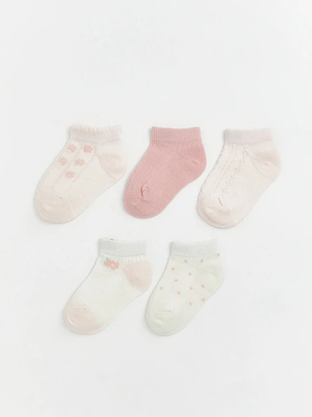 LCW baby Pembe Kız Bebek Patik Çorap 5'li ürün görseli 1