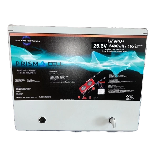 Prismacell 25.6V 210AH 210A 210 Amper LiFePo4 Akü ABS Kasa (24V 200 Amper Lityum Batarya) Solar Akü ürün görseli 1