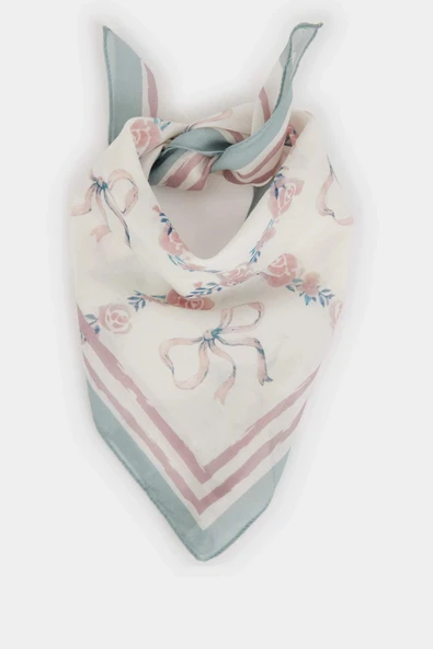 Defacto E6174AXBE203 Mavi Kadın Desenli Pamuklu Bandana ürün görseli 1