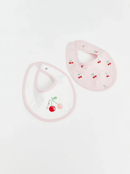 LCW baby Ekru Desenli Kız Bebek Mama Önlüğü 2'li ürün görseli 1