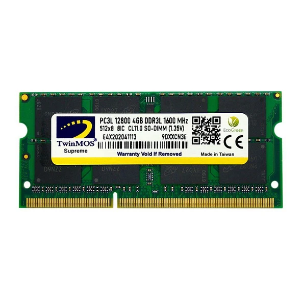 4 GB DDR3 1600MHZ TWINMOS 1.35 CL11 NB MDD3L4GB1600N ürün görseli 1