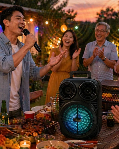 RGB Işıklı Bluetooth Karaoke Hoparlör Mikrofonlu USB TF Kart Destekli Taşınabilir Speaker ürün görseli 1