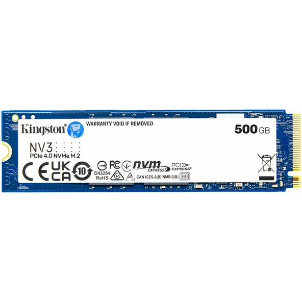 500 GB KINGSTON NV3 M.2 NVME PCIE GEN4 5000/3000MBS SNV3S/500G ürün görseli 1