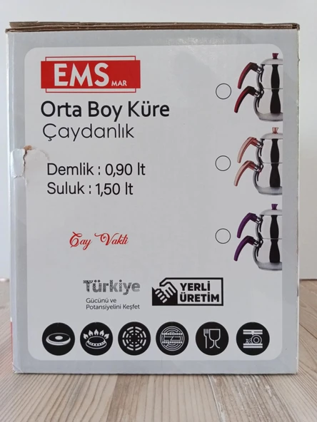 Orta Boy, "Krom Çelik" Küre tip çaydanlık - Resim 5