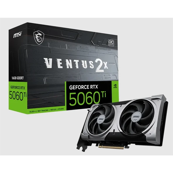 MSI GEFORCE RTX5060TI 16G VENTUS 2X OC PLUS 16GB GDDR7 128BIT 1XHDMI 3XDP EKRAN KARTI ürün görseli 1