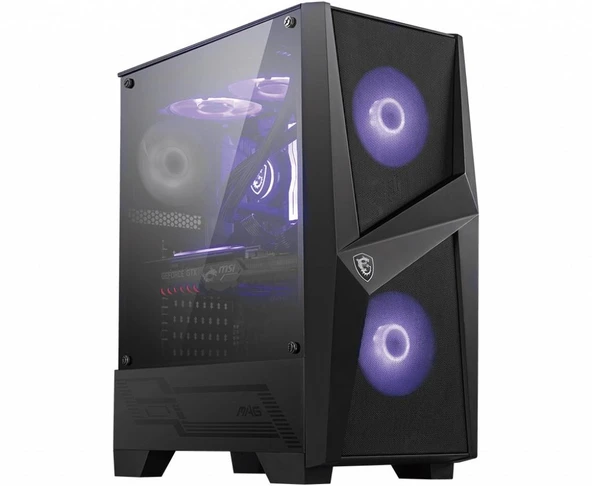 MSI MAG FORGE 100M TEMPERLI CAM 2X120MM 1X120MM ARGB FAN PSU YOK GAMING SİYAH KASA ürün görseli 1