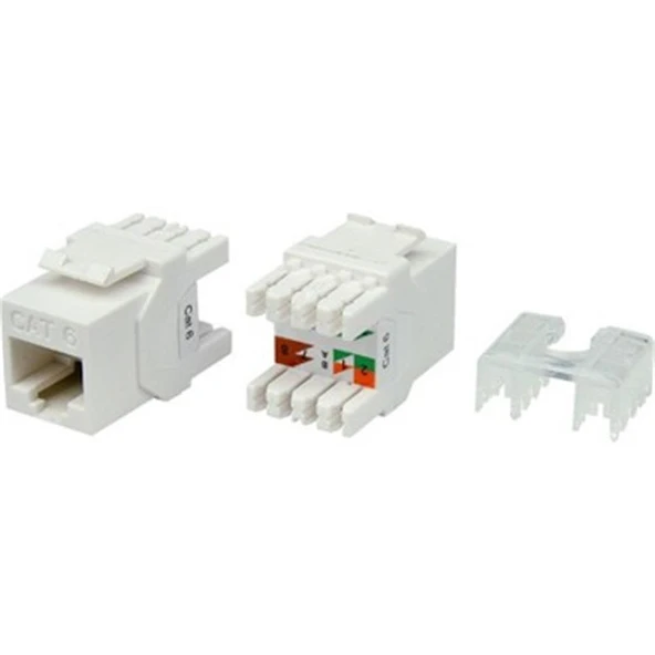 URANIUM KJ-UC6-18044 CAT6 UTP 180 DERECE KEYSTONE JACK BEYAZ RENK ürün görseli 1