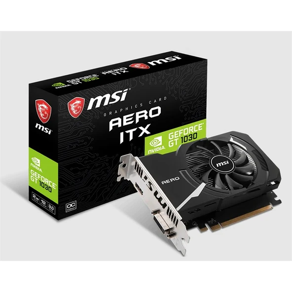 MSI GEFORCE GT1030 AERO ITX 2GD4 OC 2GB DDR4 64BIT 1XHDMI 1XDVI EKRAN KARTI ürün görseli 1