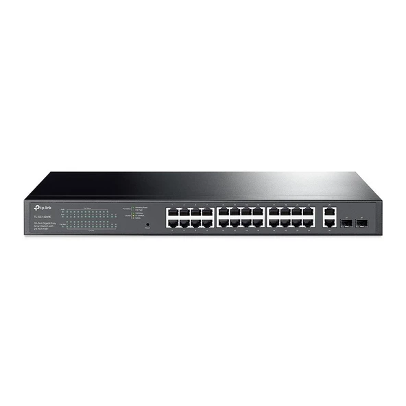 TP-LINK TL-SG1428PE 24 PORT GIGABIT + 2XGIGABIT RJ45/SFP UPLINK YÖNETİLEBİLİR 250W POE RACKMOUNT SWITCH ürün görseli 1