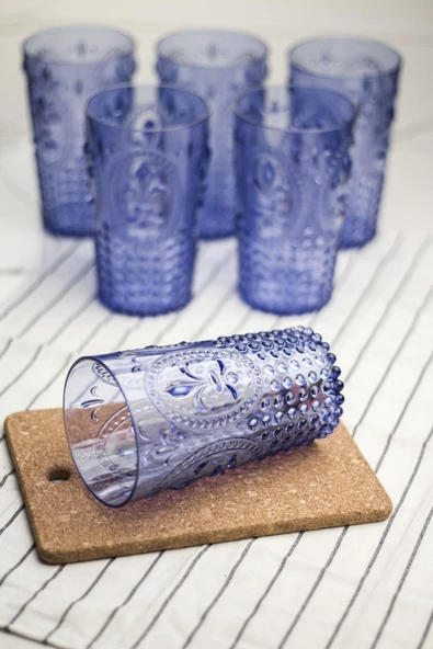 Akrilik Mavi 6'lı Uzun Bardak & Su Meşrubat Bardağı 750 ml ( Büyük Boy & Cam Değildir ) ürün görseli 1