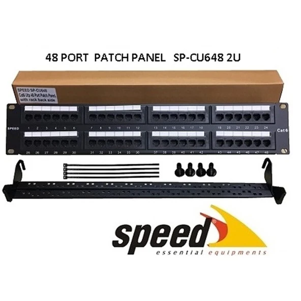 SPEED SP-CU648 2U 48 PORT CAT6 DOLU UTP PATCH PANEL + KABLO DÜZENLEYİCİ ürün görseli 1