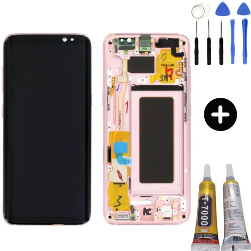 Samsung Galaxy S8 SM-G950 Uyumlu Çıtalı A Kalite Lcd Ekran Dokunmatik Pembe + Montaj Seti ürün görseli 1