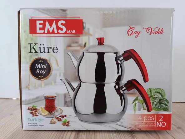 Küçük Boy "Krom Çelik" Küre tip çaydanlık. - Resim 4