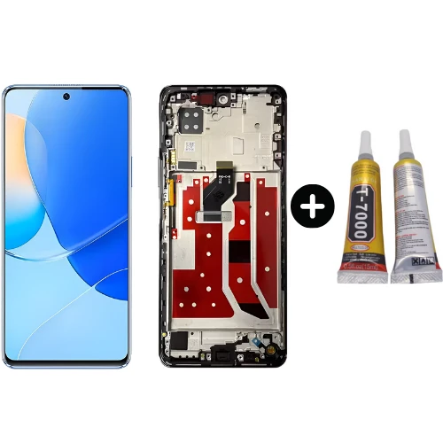 Huawei Nova 9 Se JLN-LX1 JLN-LX3 RMX2190 Uyumlu Çıtalı A Kalite Lcd Ekran Dokunmatik Beyaz + B7000 ürün görseli 1