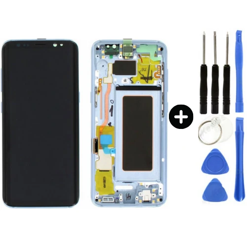 Samsung Galaxy S8 SM-G950 Uyumlu Çıtalı HK Lcd Ekran Dokunmatik Mavi + Tamir Seti ürün görseli 1