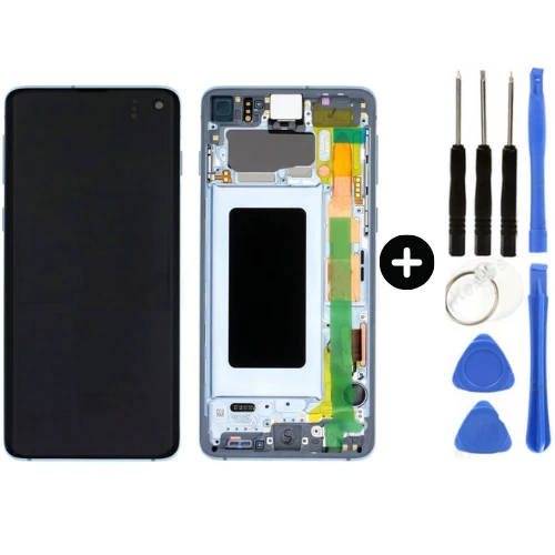 Samsung Galaxy S10 SM-G973 Uyumlu Çıtalı OLED Lcd Ekran Dokunmatik Mavi + Tamir Seti ürün görseli 1