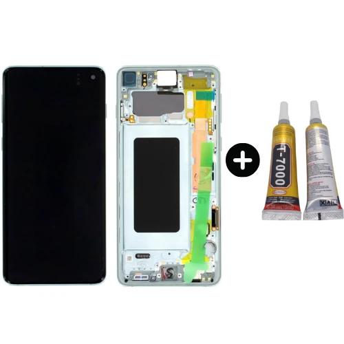 Samsung Galaxy S10 SM-G973 Uyumlu Çıtalı Lcd Ekran Dokunmatik Yeşil + B7000 ürün görseli 1