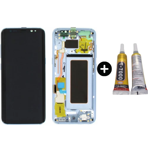 Samsung Galaxy S8 SM-G950 Uyumlu Çıtalı HK Lcd Ekran Dokunmatik Mavi + B7000 ürün görseli 1