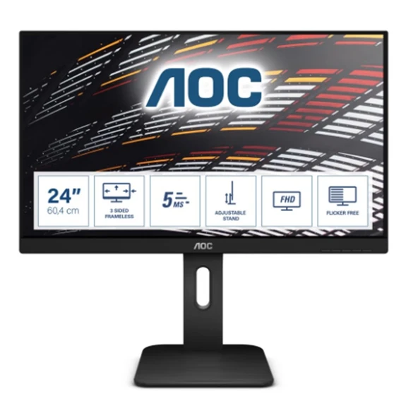 23.8 AOC 24P1 IPS 5MS 60MHZ 1XVGA 1XHDMI 1XDP 1XDVI FHD 1920X1080 USB3.0 HOPARLÖR ÇERÇEVESİZ YÜKSEKLİK AYARI PIVOT VESA ürün görseli 1