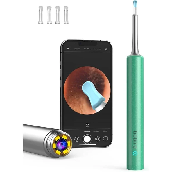 BEBIRD T5 3MP KAMERA 3.5MM LENS ŞARJLI WIFI GÖRÜNTÜLÜ KULAK TEMİZLEYİCİ YEŞİL RENK ürün görseli 1