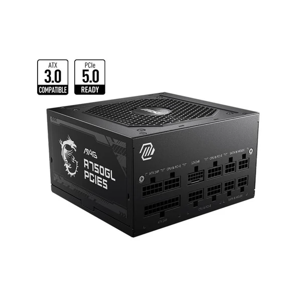 MSI MAG A750GL PCIE5 750W 80+ GOLD POWER SUPPLY ürün görseli 1
