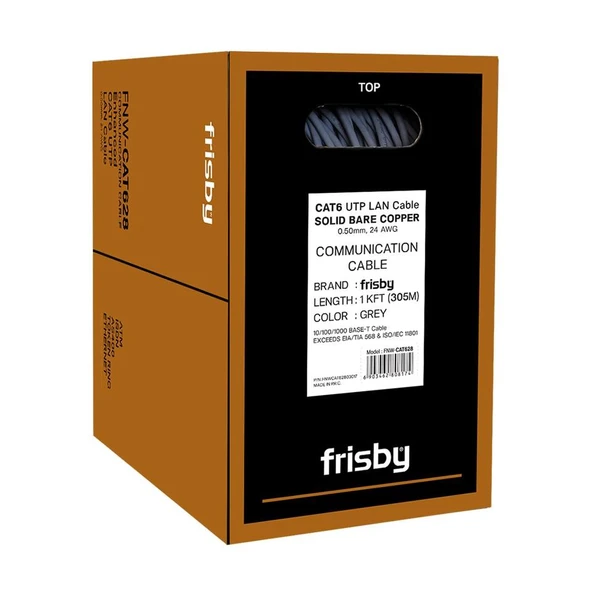 FRISBY FNW-CAT628 305MT 0.50MM 24AWG %100 BAKIR CAT6 KABLO ürün görseli 1