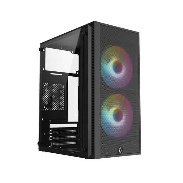 FRISBY FC-8970G 300W 2X RAINBOW FAN MINI TOWER GAMİNG SİYAH KASA ürün görseli 1