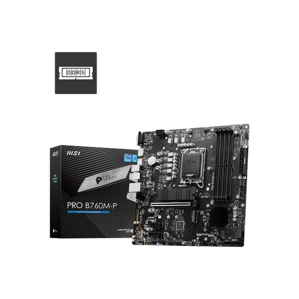 MSI PRO B760M-P DDR5 6800MHZ 1XVGA 1XHDMI 1XDP 2XM.2 USB 3.2 MATX 1700P (12. / 13. VE 14. NESİL İŞLEMCİ UYUMLU) ürün görseli 1