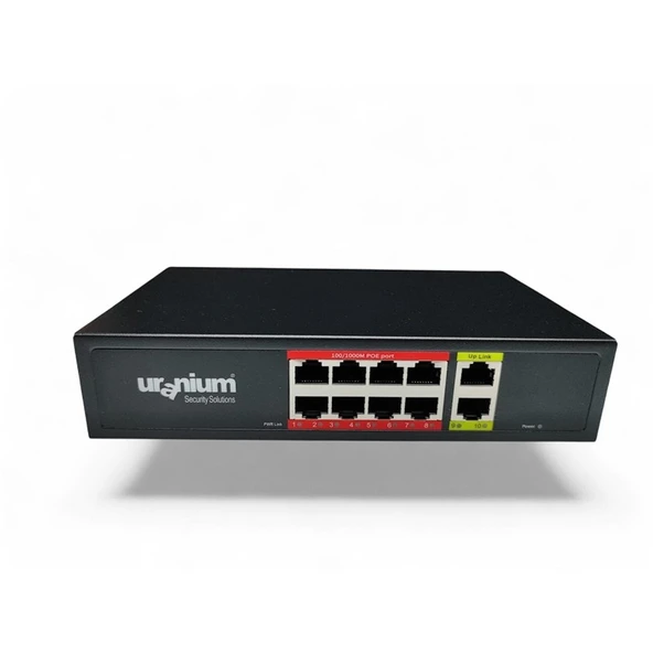 URANIUM POE-G8002-96W 8 PORT GIGABIT + 2 PORT GIGABIT RJ45 UPLINK POE SWITCH (REALTEK CHIPSET) ürün görseli 1