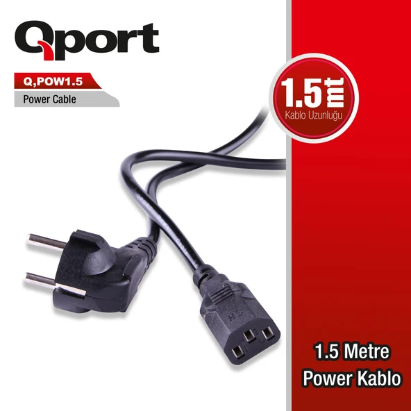 QPORT Q-POW1.5 1.5M PC POWER KABLOSU ürün görseli 1