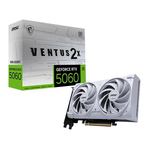 MSI GEFORCE RTX5060 8G VENTUS 2X OC WHITE 8GB GDDR7 128BIT 1XHDMI 3XDP EKRAN KARTI ürün görseli 1
