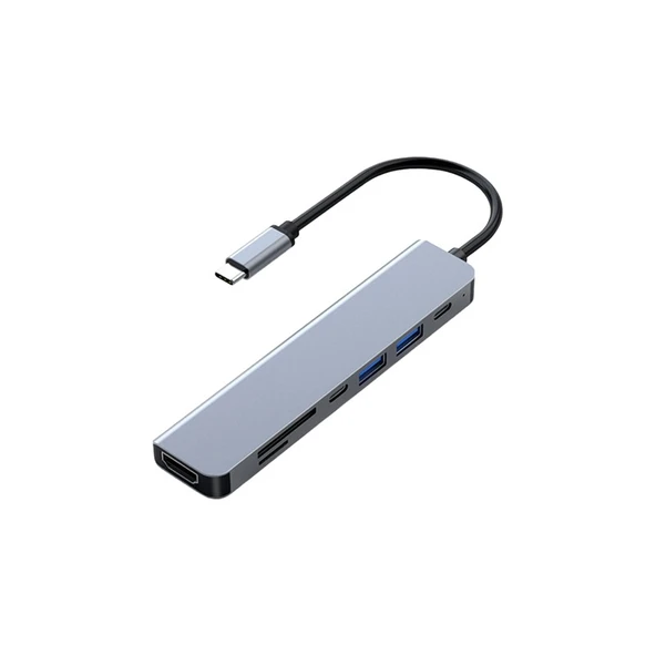 FRISBY FA-7684C TYPE-C - 7 IN1 USB-C+HDMI+SD/TF+USB3.0+PD+USB-C ürün görseli 1