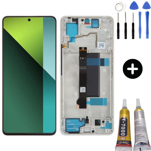 Xiaomi Redmi Note 13 Pro 5G Uyumlu Çıtalı Lcd Ekran Dokunmatik Beyaz - Silver + Montaj Seti ürün görseli 1