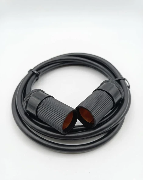 Araç Çakmaklık Uzatma Kablosu Dişi+Dişi 12-24 Volt 16 Amper 2 X1 mm TTR Bakır 5 Mt-Siyah ürün görseli 1