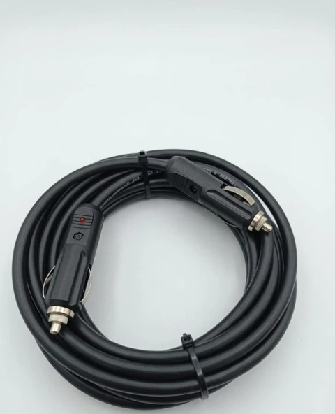 Araç Çakmaklık Uzatma Kablosu Erkek+Erkek 12-24 Volt 16 Amper 2 X1 mm TTR Bakır 10 Mt-Siyah ürün görseli 1