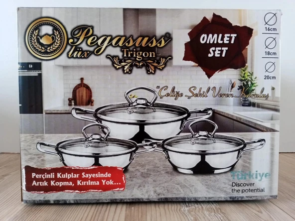 3'lü Omlet seti, Cam kapaklı - Resim 5