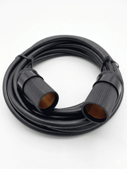 Araç Çakmaklık Uzatma Kablosu Dişi+Dişi 12-24 Volt 16 Amper 2 X1 mm TTR Bakır10 Mt-Siyah ürün görseli 1