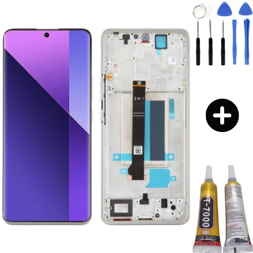 Xiaomi Redmi Note 13 Pro Plus 5G Uyumlu Çıtalı Lcd Ekran Dokunmatik Beyaz - Silver + Montaj Seti ürün görseli 1