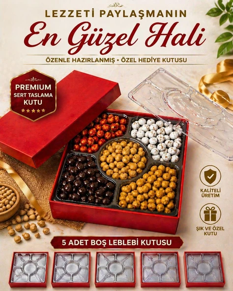Kolix Kırmızı Boş Kuruyemiş Leblebi Kutusu Sert Taslama Kutu 19x19x8 Cm ürün görseli 1