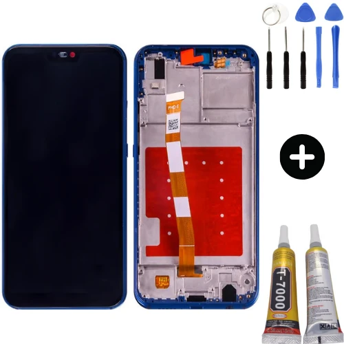 Huawei P20 Lite Uyumlu Çıtalı HK Lcd Ekran Dokunmatik Mavi + Montaj Seti ürün görseli 1