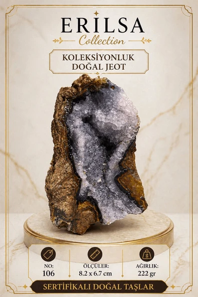Sertifikalı Kristal Kuvars Jeot Doğal Taş Koleksiyonluk Dekoratif 8.2x6.7 cm 222 gr NO106 ürün görseli 1