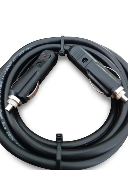 Araç Çakmaklık Uzatma Kablosu Erkek+Erkek 12-24 Volt 16 Amper 2 X1 mm TTR Bakır 5 Mt-Siyah ürün görseli 1