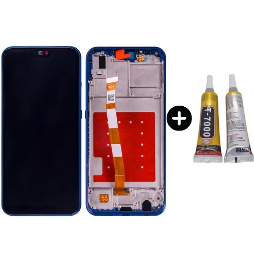 Huawei P20 Lite Uyumlu Çıtalı HK Lcd Ekran Dokunmatik Mavi + B7000 ürün görseli 1