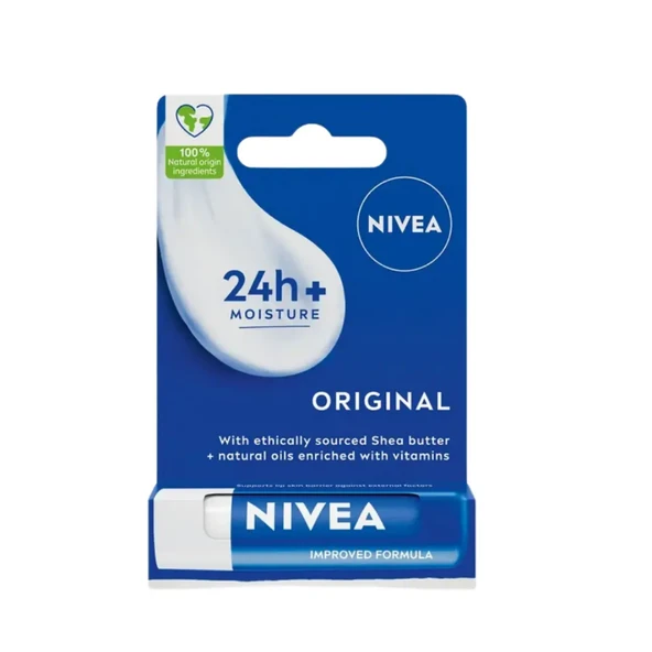 Nivea Original Care Renksiz Dudak Bakım Kremi 4.8gr, 24 Saat Nemlendirici, Besleyici, Shea Yağı, Doğal Yağ ürün görseli 1