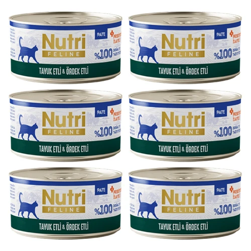 Nutri Feline Adult Pate 70Gr Tavuk Etli & Ördekli 6 Adet Yaş Yetişkin Kedi Maması ürün görseli 1