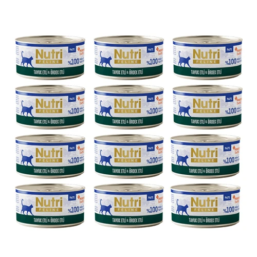 Nutri Feline Adult Pate 70Gr Tavuk Etli & Ördekli 12Adet Yaş Yetişkin Kedi Maması ürün görseli 1